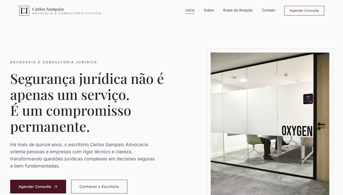 Site demonstrativo Carlos Sampaio Advocacia